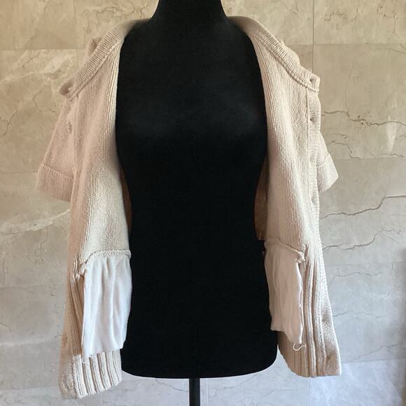 VTG Marc Jacobs Knit Cardigan - L - Beige Short Sleeve, Y2K Holiday Layering - Picture 8 of 9